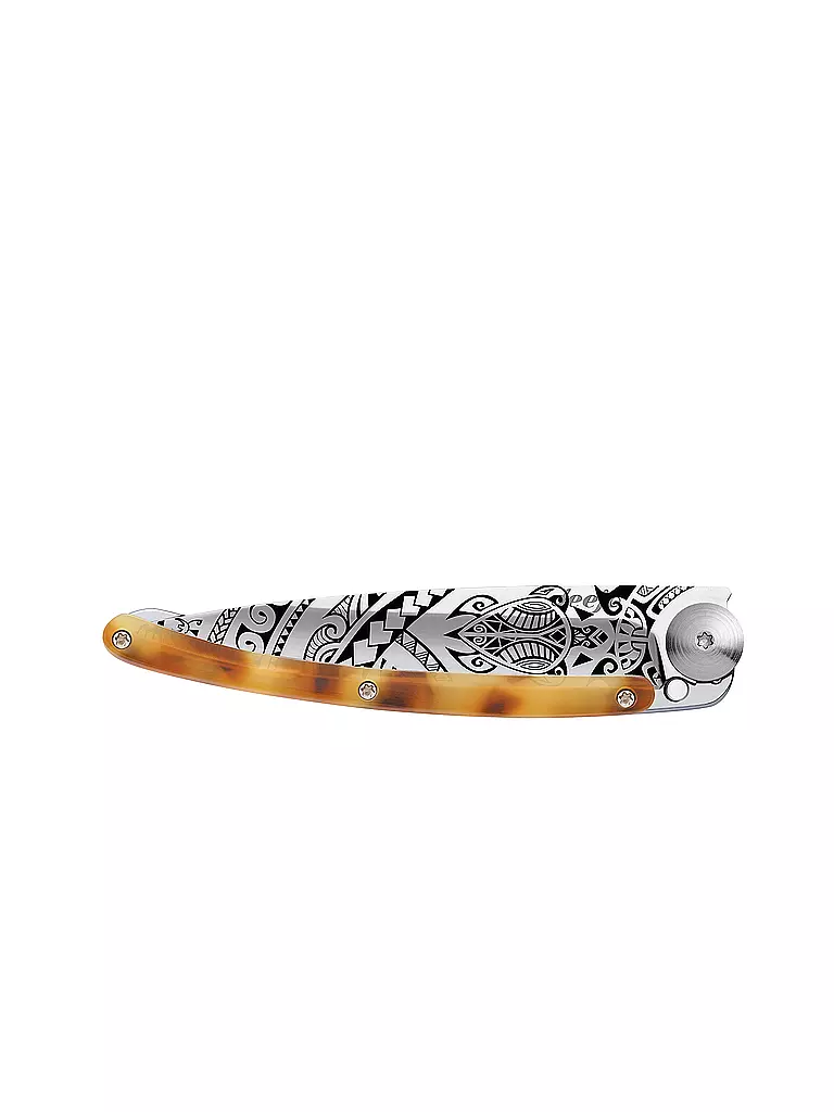 DEEJO | Couteau de poche aspect écaille de tortue brillant POLYNÉSIEN 37G | 