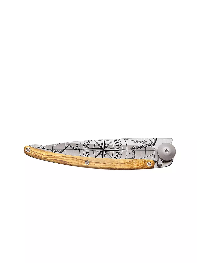 DEEJO | Couteau de poche en olivier titane TERRA INCOGNITA 37G | 