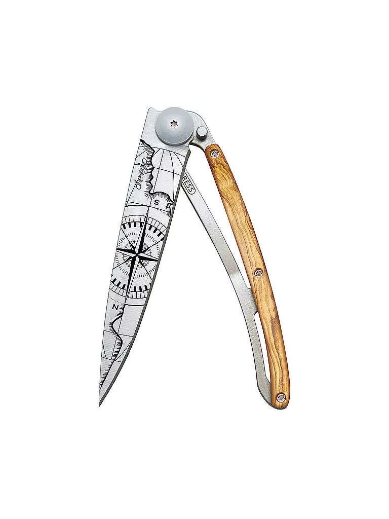 DEEJO | Couteau de poche en olivier titane TERRA INCOGNITA 37G | 
