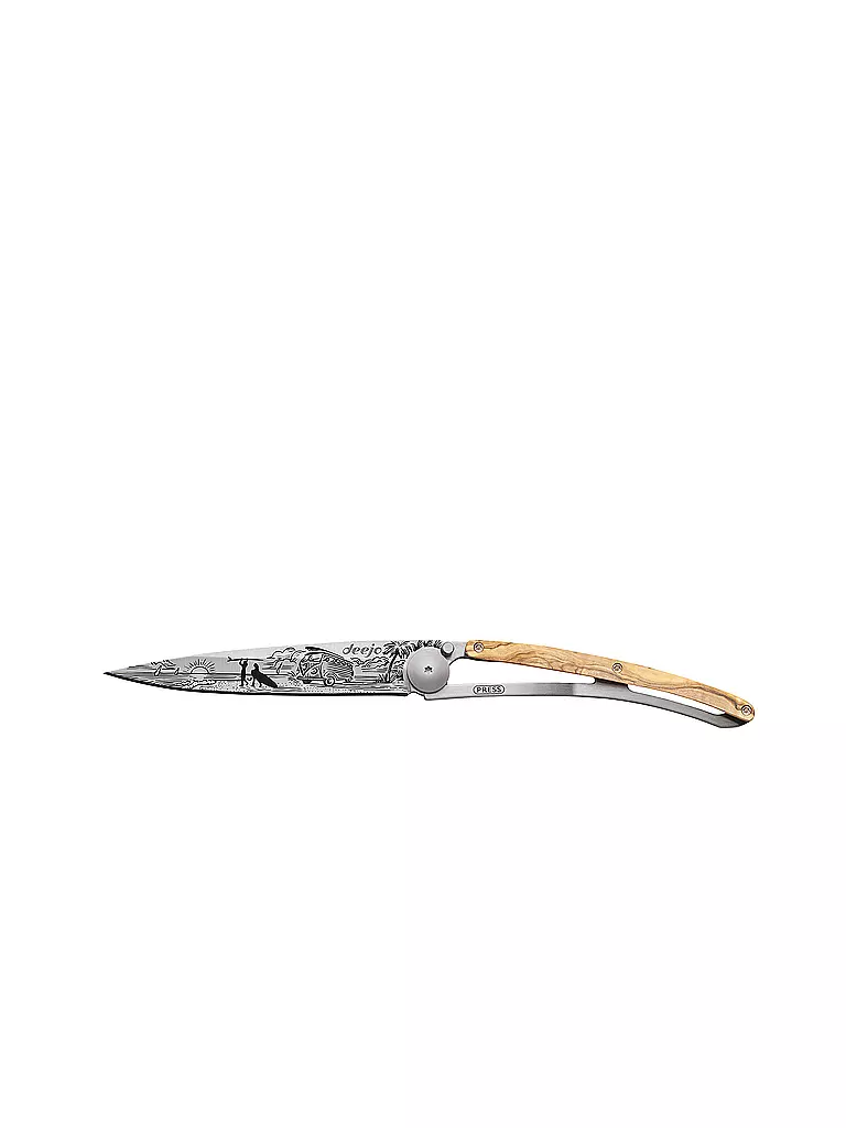 DEEJO | Couteau de poche en olivier titane VAN LIFE 37G | silber