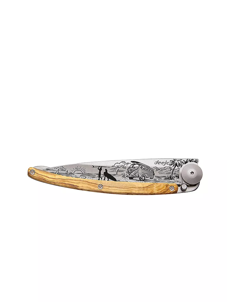 DEEJO | Couteau de poche en olivier titane VAN LIFE 37G | silber