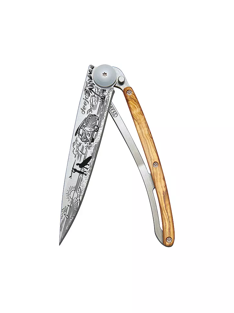 DEEJO | Couteau de poche en olivier titane VAN LIFE 37G | silber