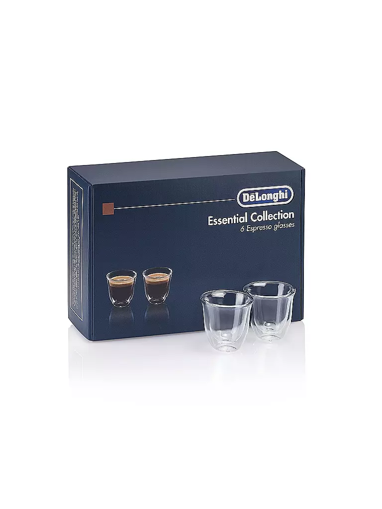 DELONGHI | Ensemble de 6 verres à espresso à double paroi DLSC300 | transparent