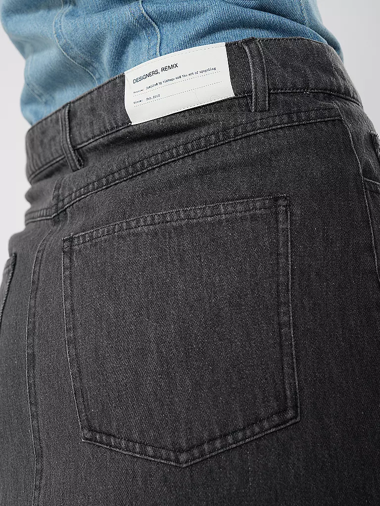 DESIGNERS REMIX | Jeansrock Midi MILES | Noir