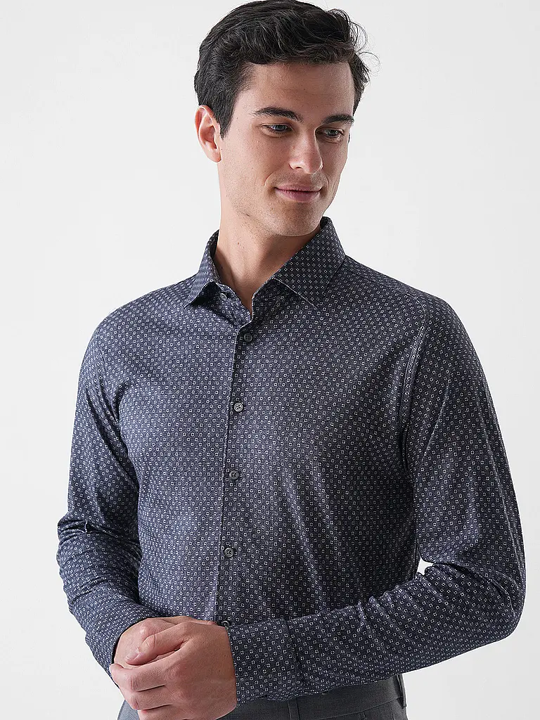 DESOTO | Chemise en jersey coupe slim | Bleu foncé