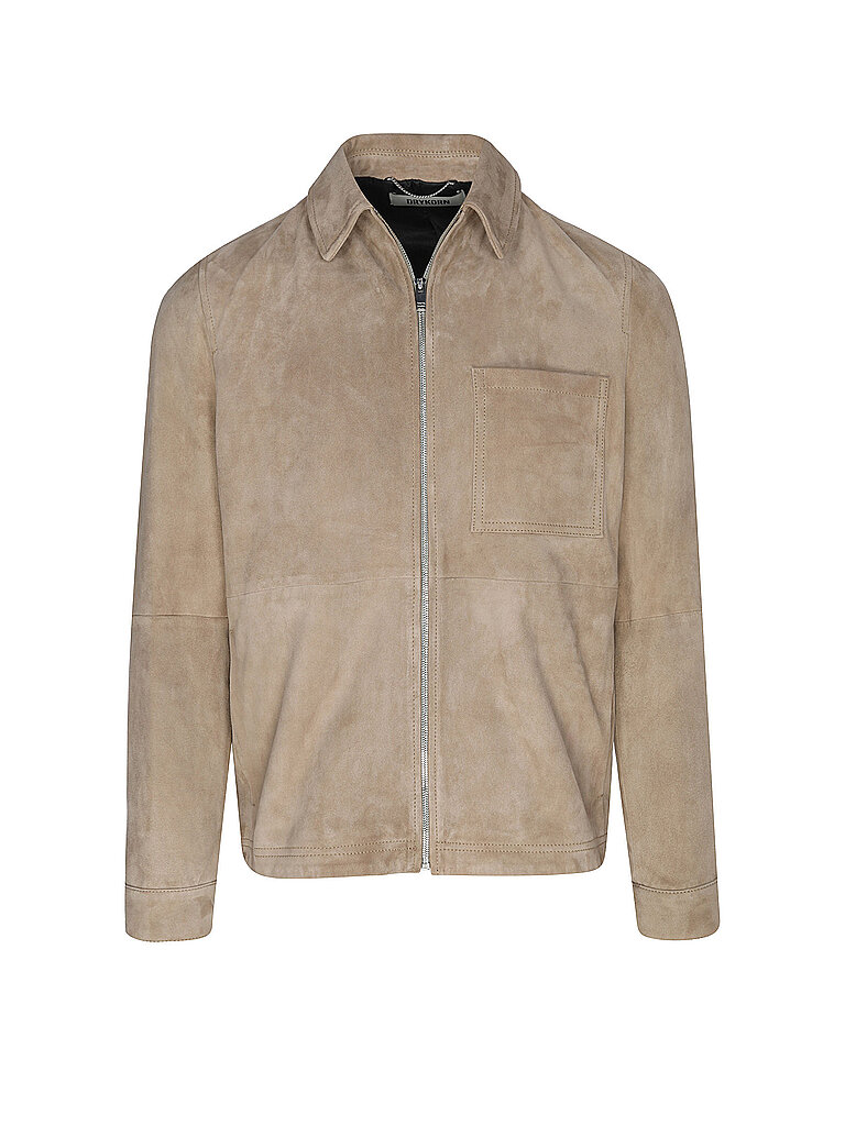 DRYKORN+Veste+en+cuir+beige+|+XXL