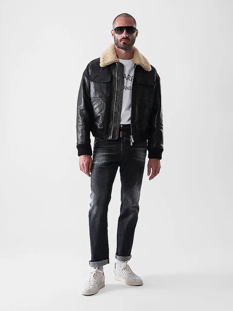 DSQUARED2 | Blouson en cuir AVIATEUR | schwarz