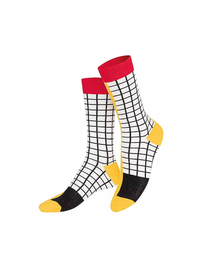 EAT MY SOCKS | Chaussettes 36-45 FRENCH FRIES jaune noir et blanc | weiss