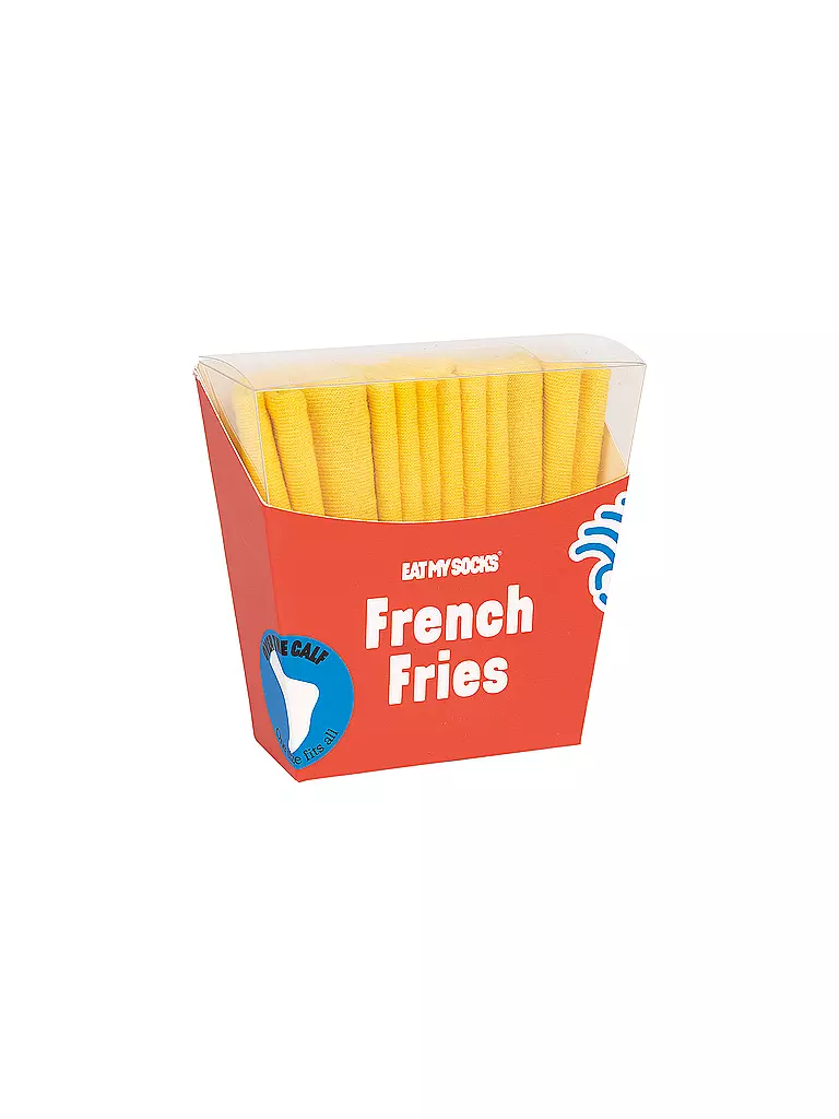 EAT MY SOCKS | Chaussettes 36-45 FRENCH FRIES jaune noir et blanc | weiss