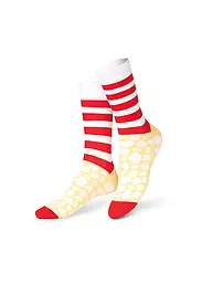 EAT MY SOCKS | Chaussettes 36-45 POP CORN jaune rouge blanc | Rouge