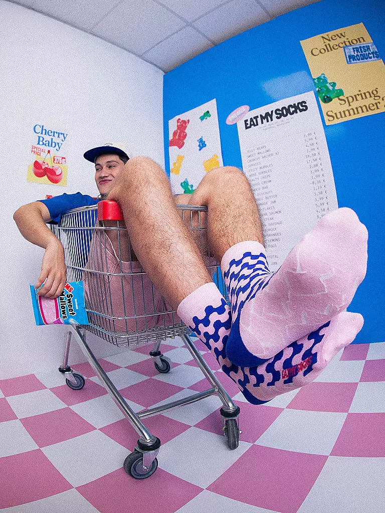 EAT MY SOCKS | Chaussettes 36-45 SWEET MALLOWS rose et bleu | 