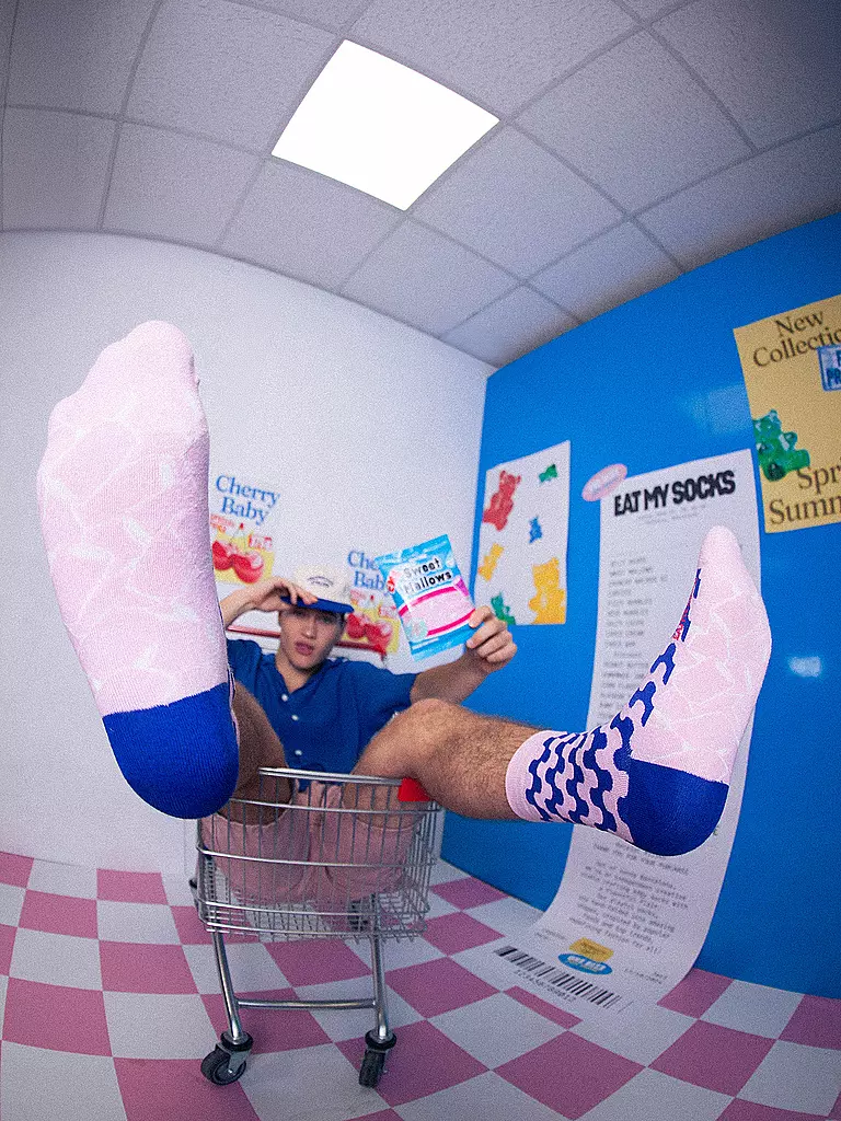 EAT MY SOCKS | Chaussettes 36-45 SWEET MALLOWS rose et bleu | 