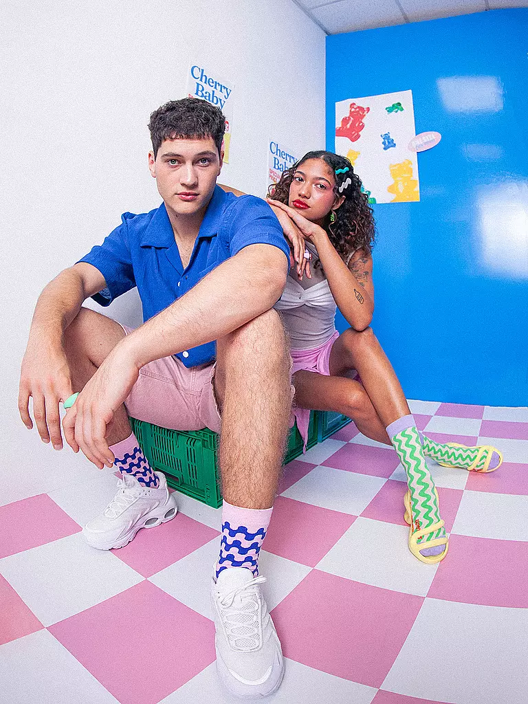 EAT MY SOCKS | Chaussettes 36-45 SWEET MALLOWS rose et bleu | 