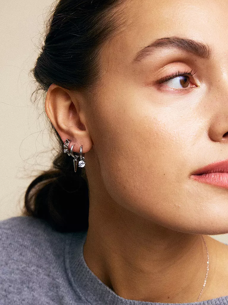EDBLAD | Boucles d'oreilles PEAK HOOPS ICON ONE HEART Steel | silber