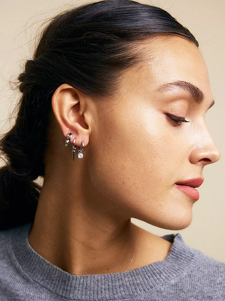 EDBLAD | Boucles d'oreilles PEAK HOOPS ICON ONE HEART Steel | silber