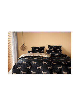 ELEGANTE | Parure de lit en satin DOGS 70x90cm/140x200cm Noir