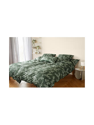 ELEGANTE | Parure de lit en jersey CHERRY BLOSSOM 140x200cm H. Vert