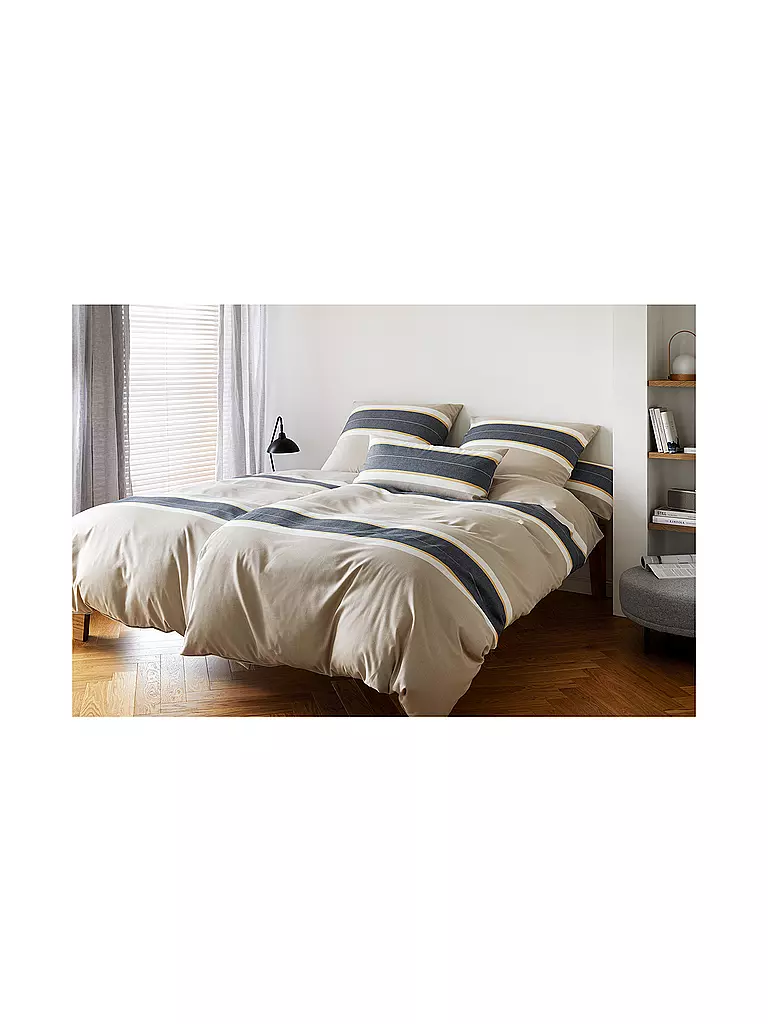 ELEGANTE | Flanelle Linge de lit WHITMAN 70x90cm/140x200cm Beige Beige/Gris | beige