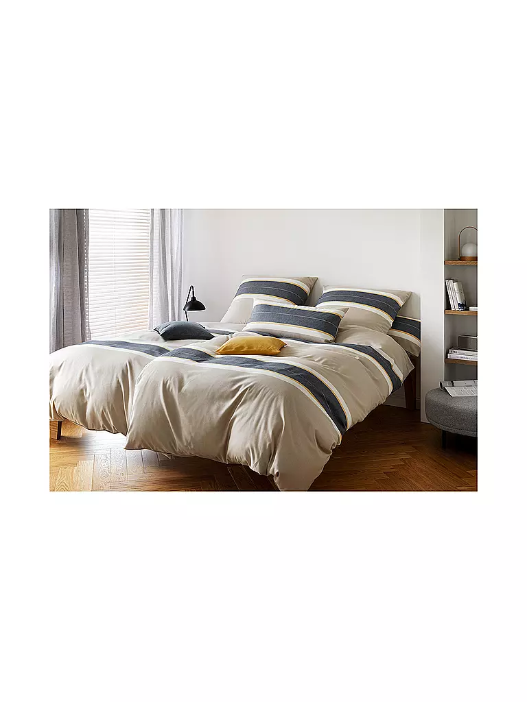 ELEGANTE | Flanelle Linge de lit WHITMAN 70x90cm/140x200cm Beige Beige/Gris | 