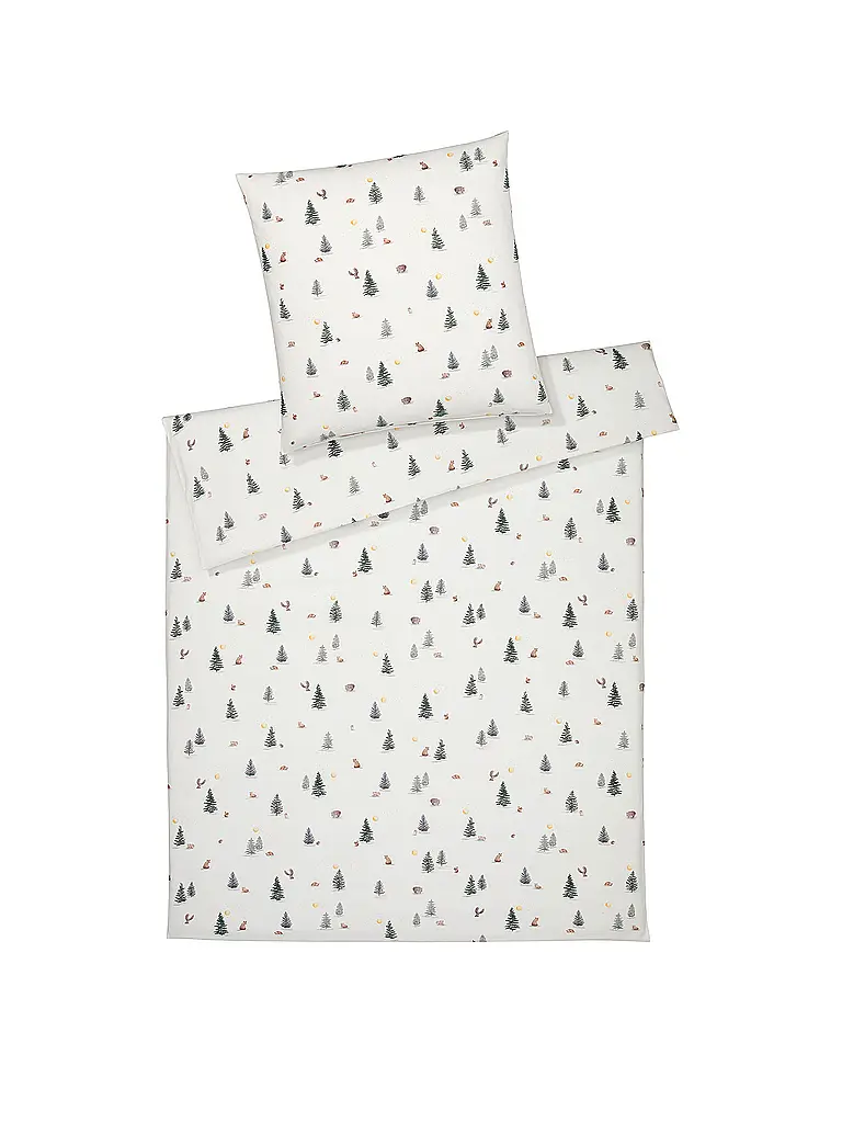ELEGANTE | Flanelle Linge de lit WINTERWALD 70x90cm/140x200cm Blanc | weiss
