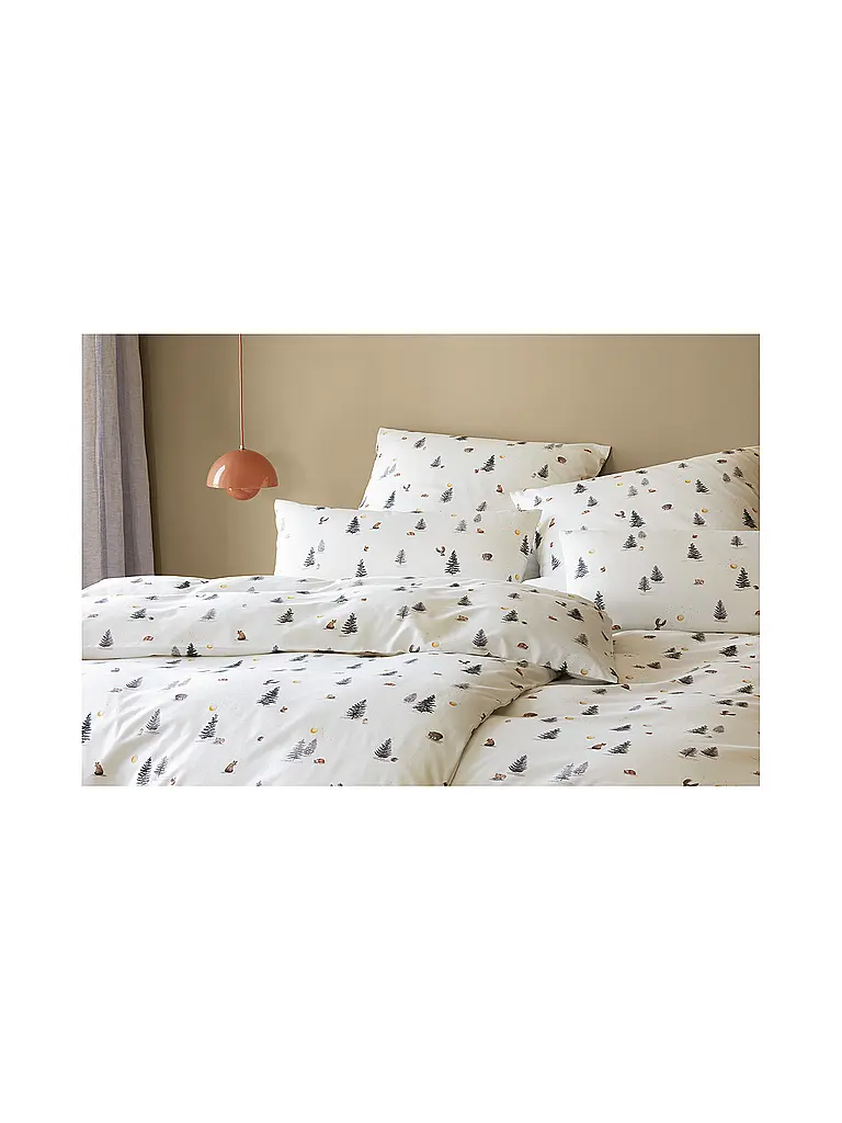 ELEGANTE | Flanelle Linge de lit WINTERWALD 70x90cm/140x200cm Blanc | weiss