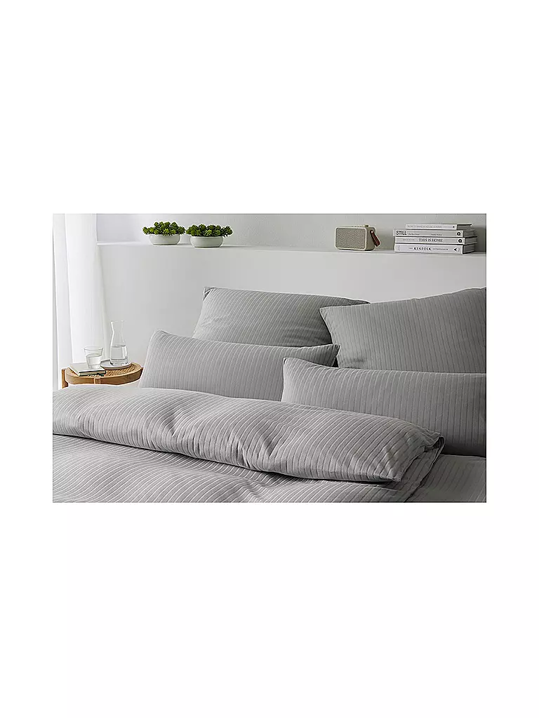 ELEGANTE | Linge de lit en jersey SOLID STRIPE 140/200CM Graphite | Gris