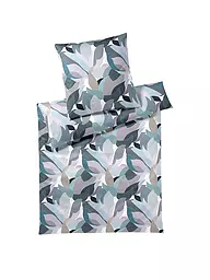 ELEGANTE | Linge de lit en satin 70x90cm/140x200cm NIGHT GARDEN Poudre | Bleu foncé