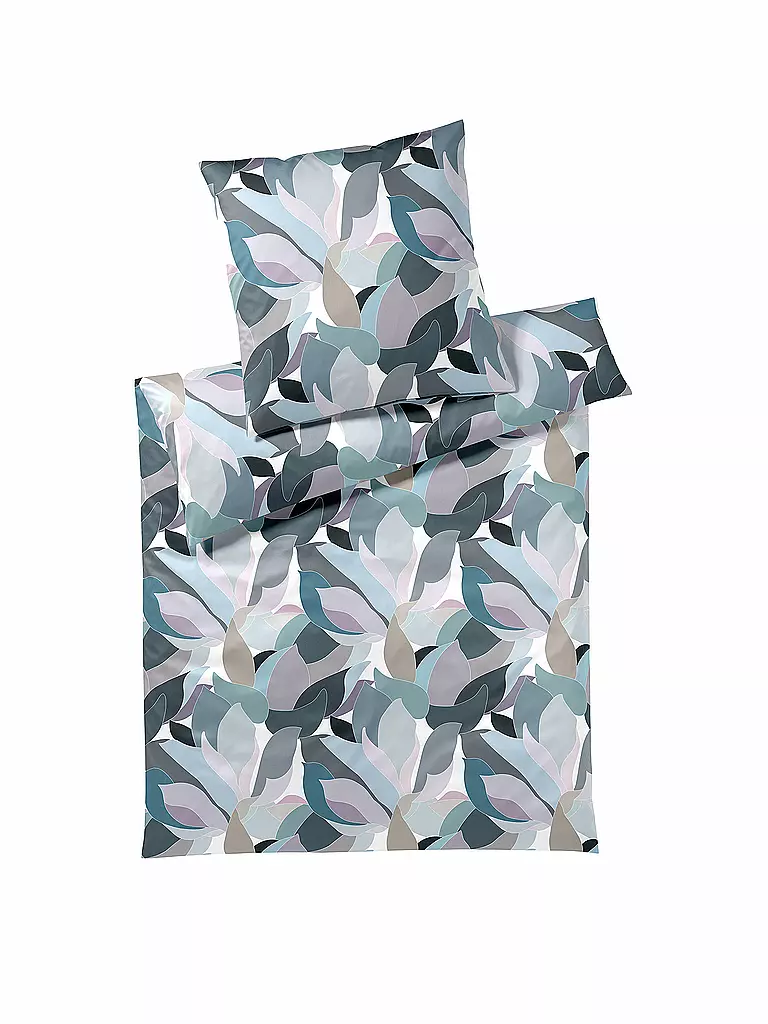 ELEGANTE | Linge de lit en satin 70x90cm/140x200cm NIGHT GARDEN Bleu | dunkelblau