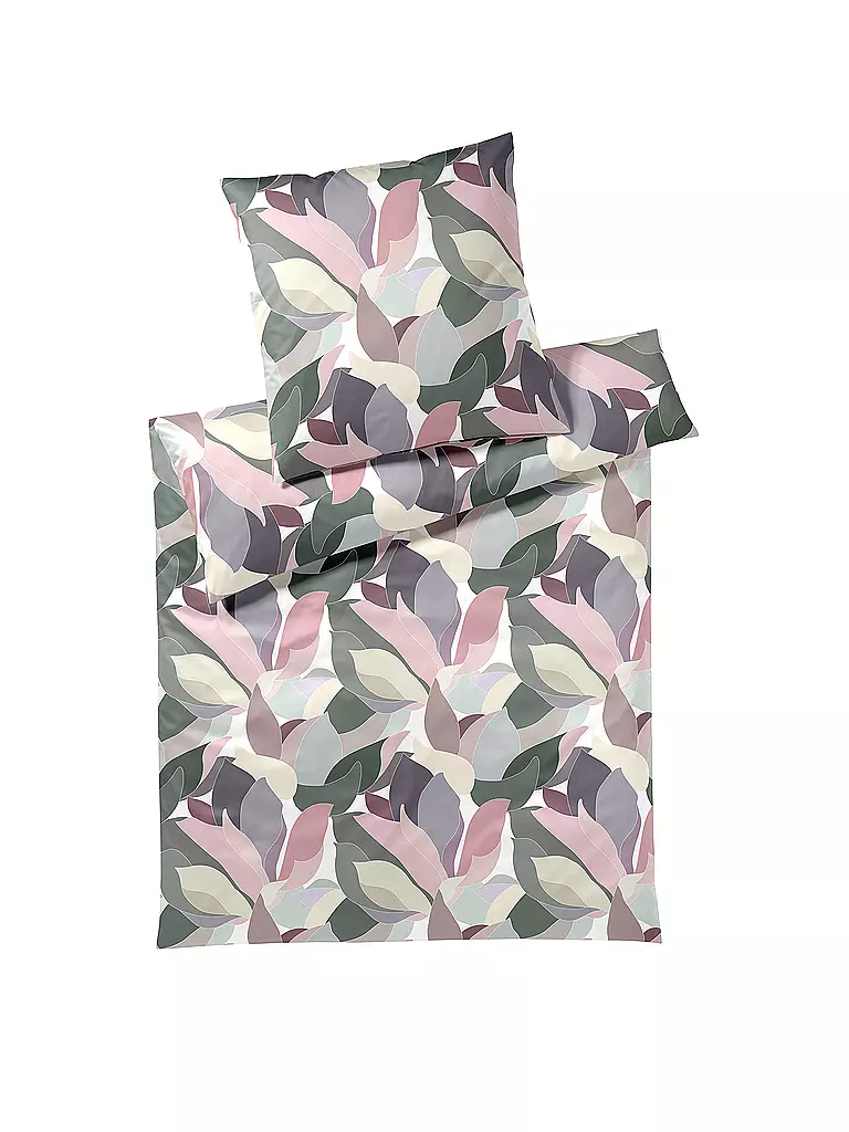 ELEGANTE | Linge de lit en satin 70x90cm/140x200cm NIGHT GARDEN Poudre | beere