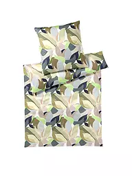 ELEGANTE | Linge de lit en satin 70x90cm/140x200cm NIGHT GARDEN Poudre | Vert clair