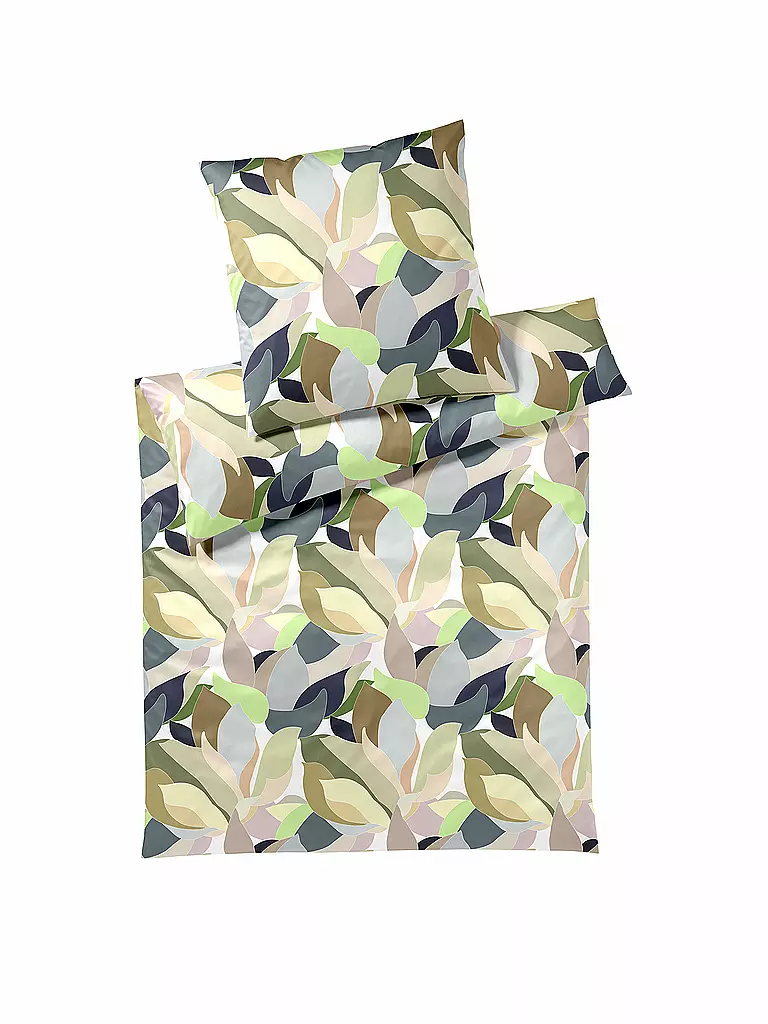 ELEGANTE | Linge de lit en satin 70x90cm/140x200cm NIGHT GARDEN Vert clair | hellgrün
