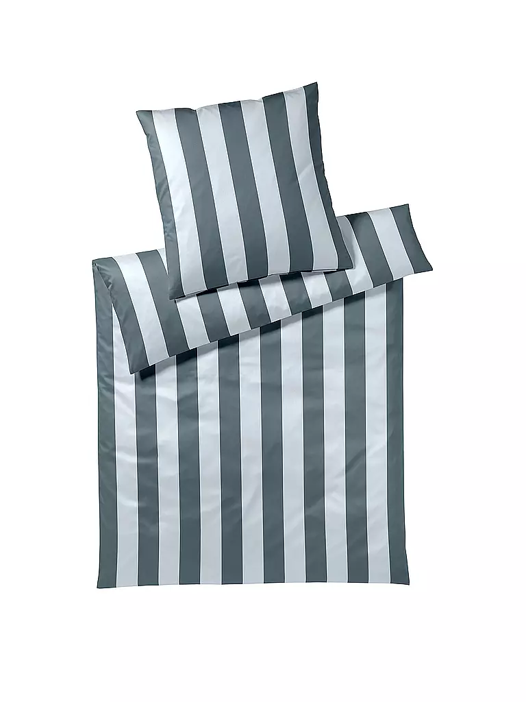 ELEGANTE | Linge de lit en satin 70x90cm/140x200cm NIGHT STRIPE Bleu | dunkelblau