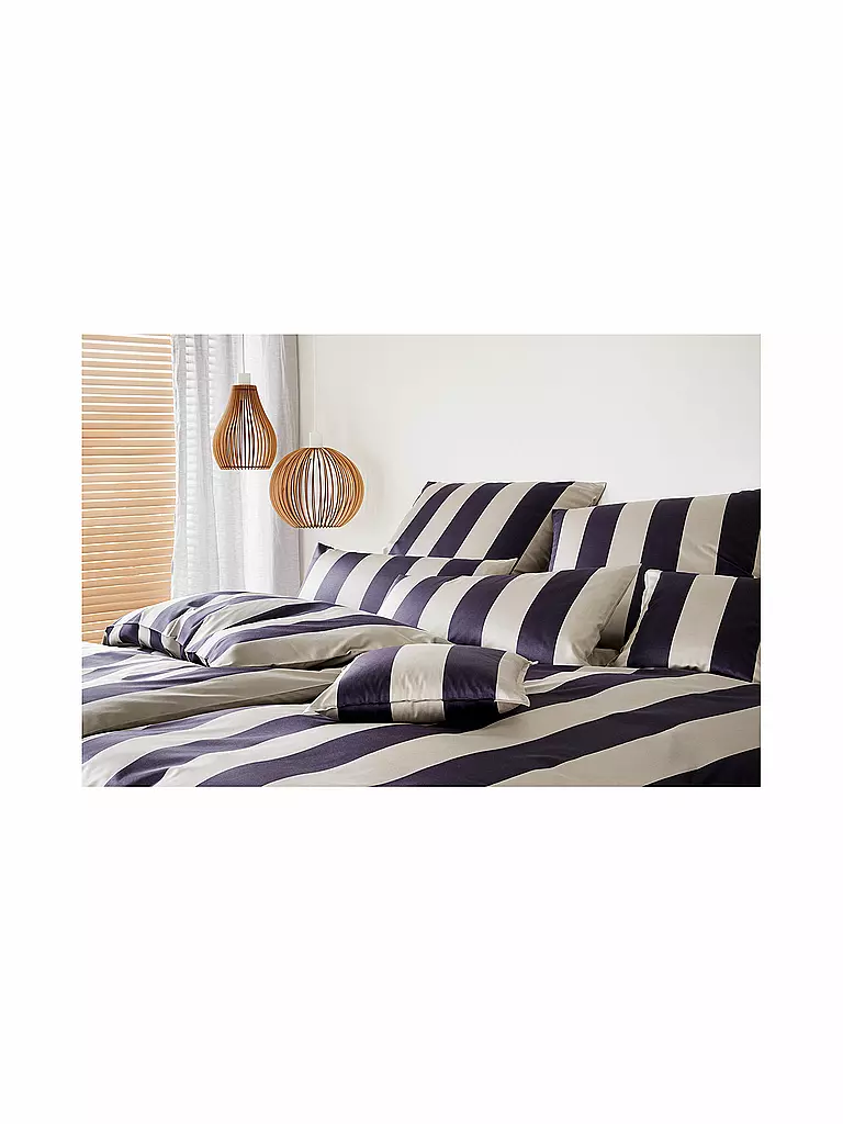 ELEGANTE | Linge de lit en satin 70x90cm/140x200cm NIGHT STRIPE Nature | grau