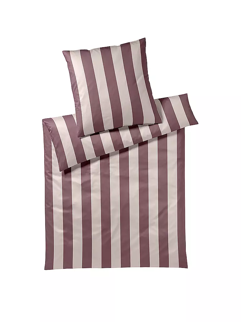 ELEGANTE | Linge de lit en satin 70x90cm/140x200cm NIGHT STRIPE Poudre | beere