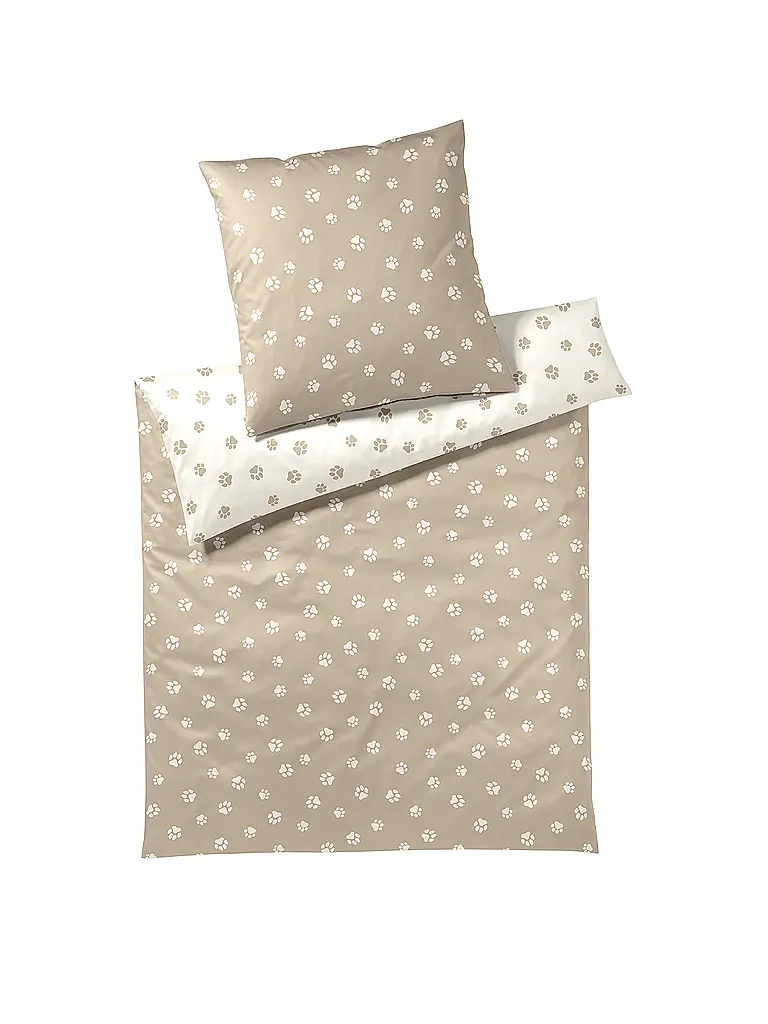 ELEGANTE | Linge de lit en satin PAWS 70x90cm/140x200cm Crème | beige
