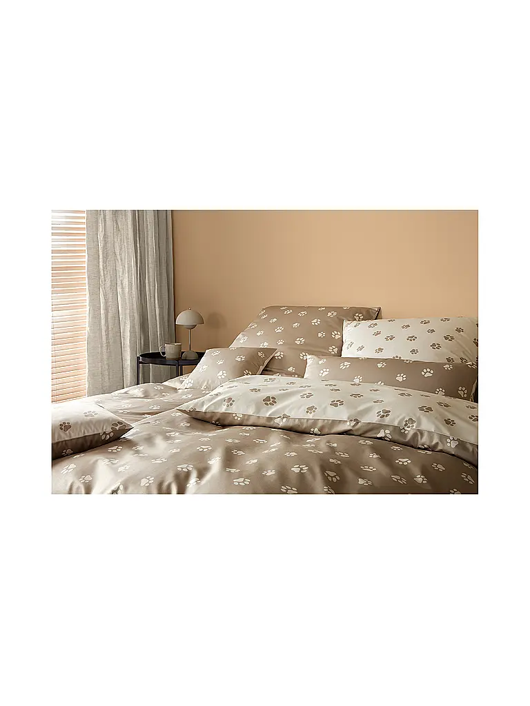 ELEGANTE | Linge de lit en satin PAWS 70x90cm/140x200cm Crème | beige