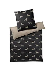 ELEGANTE | Parure de lit en satin DOGS 70x90cm/140x200cm Crème | Noir
