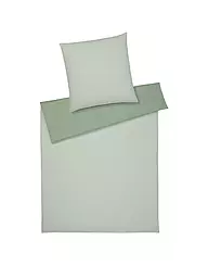 ELEGANTE | Parure de lit réversible en flanelle Tender 70x90cm/140x200cm Gris | Vert clair