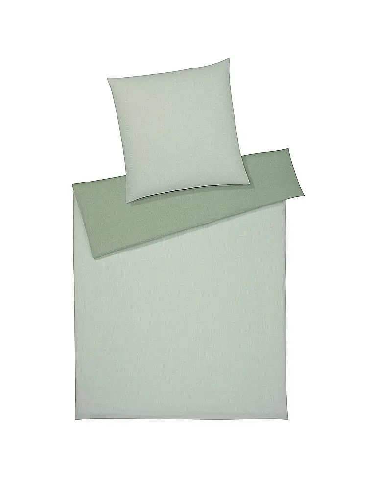 ELEGANTE | Parure de lit réversible en flanelle TENDER 140/200CM Vert | hellgrün