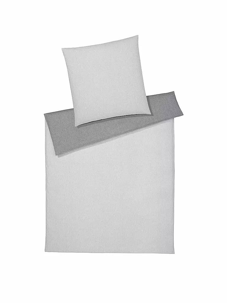 ELEGANTE | Parure de lit réversible en flanelle Tender 70x90cm/140x200cm Gris | hellgrau