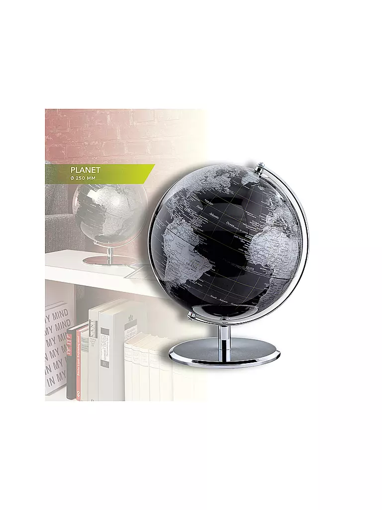 EMFORM | Globe de table - Planet 25 cm noir/argent | Aucune couleur