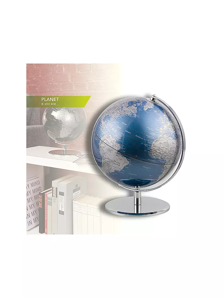 EMFORM | Globe de table - Planet 25cm bleu métallique/argent | Aucune couleur