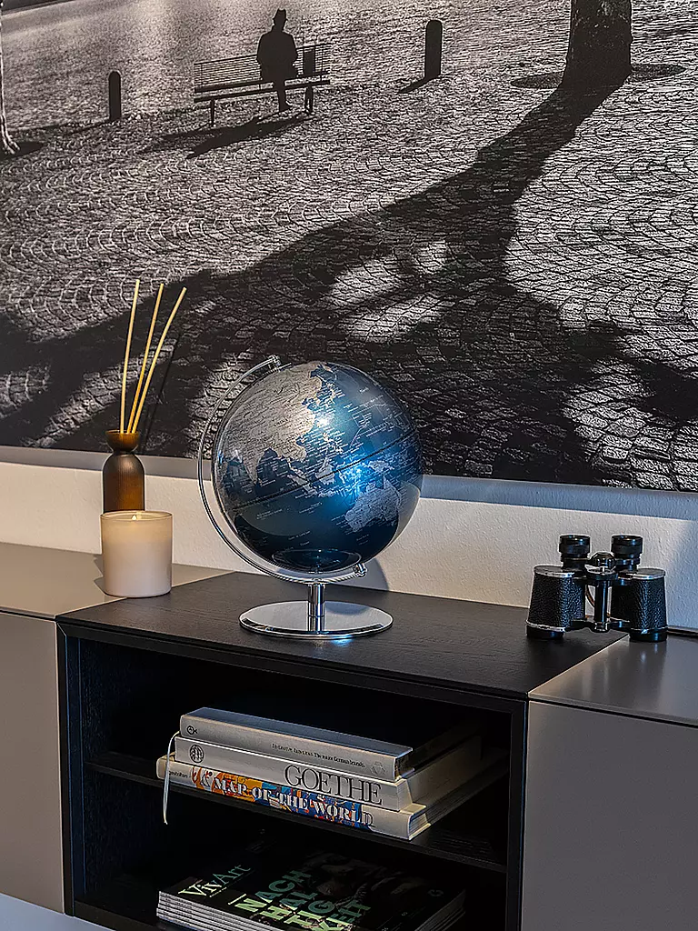 EMFORM | Globe de table - Planet 25cm bleu métallique/argent | Aucune couleur