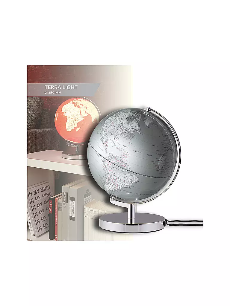 EMFORM | Globe lumineux Terra Light 25cm argent | Aucune couleur