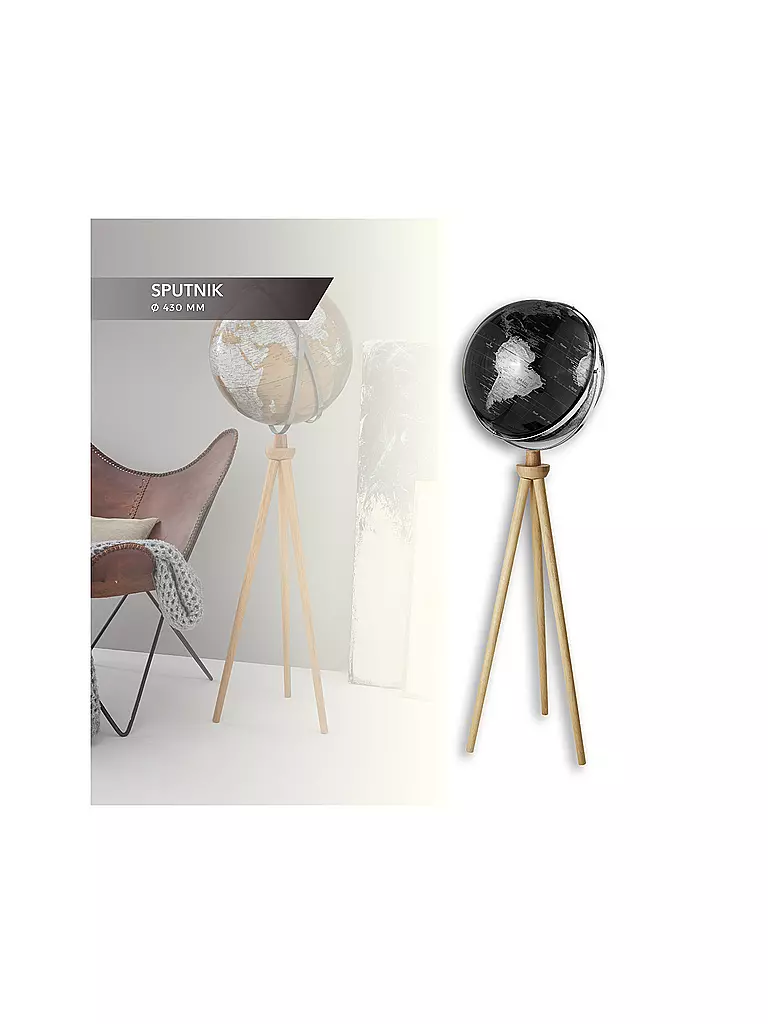 EMFORM | Globe sur pied - Spoutnik 43 cm noir/argent | Aucune couleur