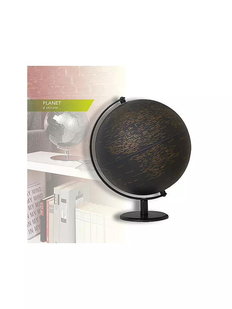 EMFORM | Globe terrestre - Planète 25 cm noir/or | Aucune couleur