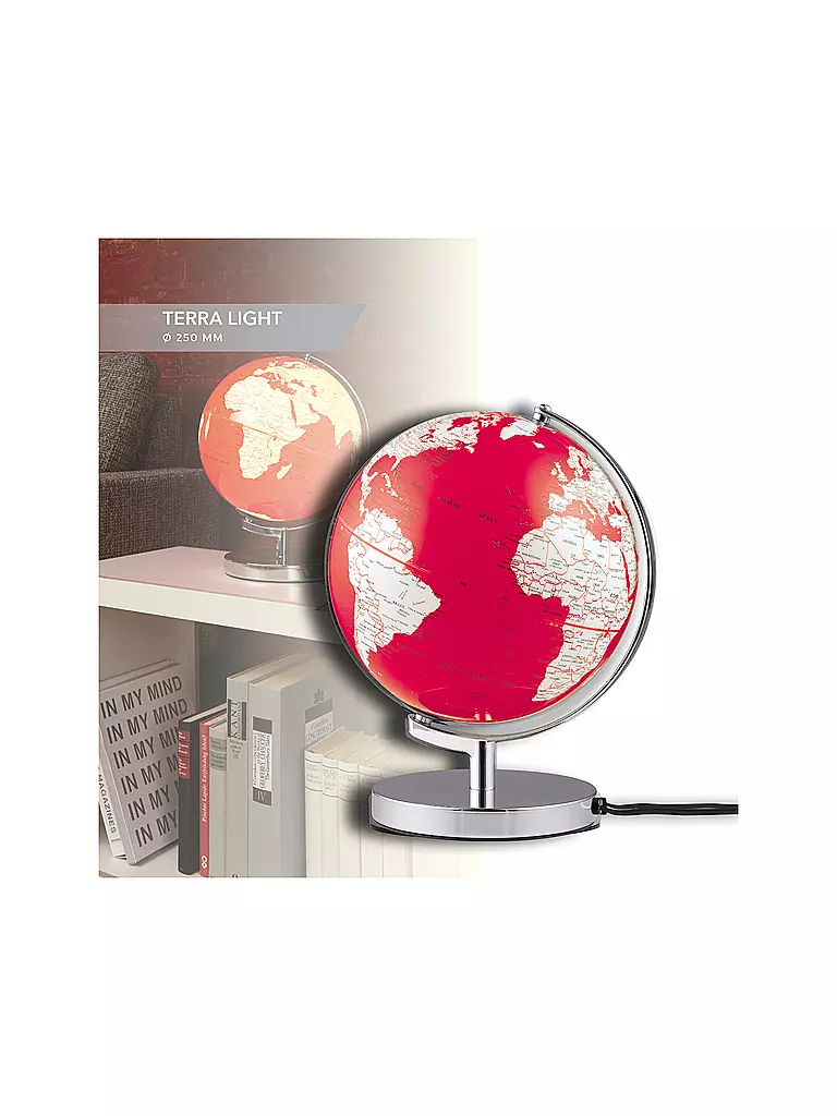 EMFORM | Leuchtglobus Terra Light 25cm rouge/blanc | Aucune couleur