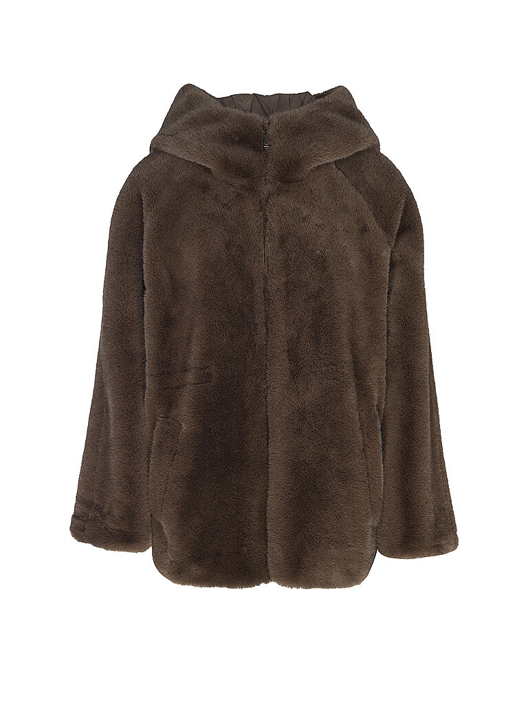 Veste réversible aspect fourrure marron 42