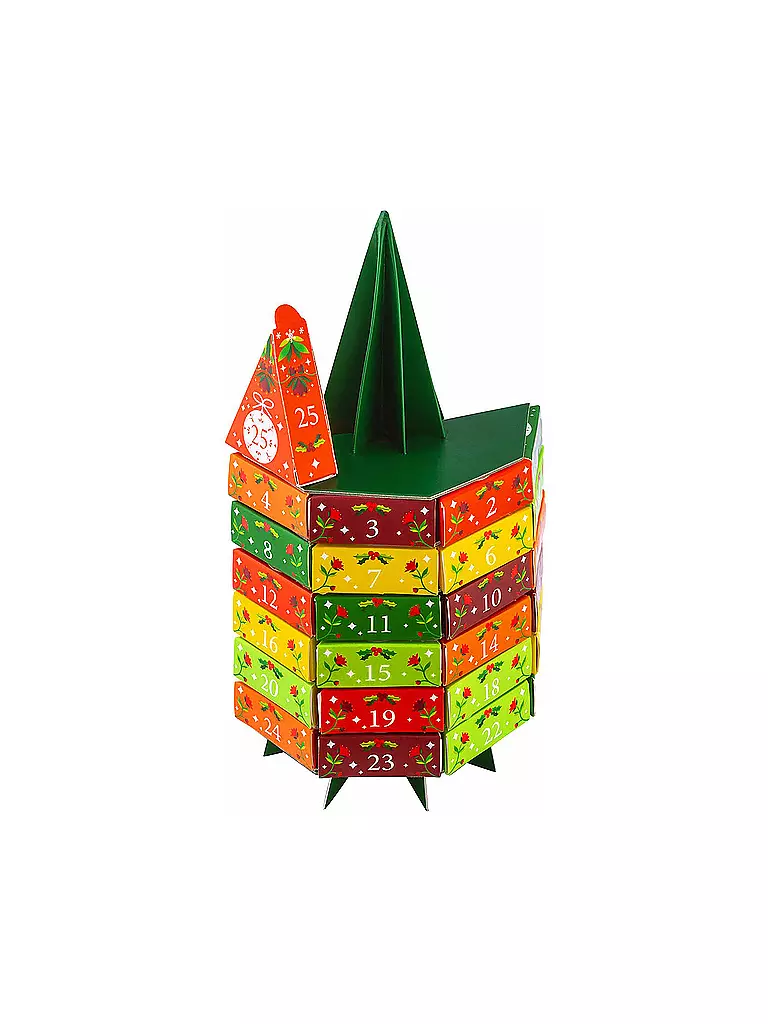 ENGLISH TEA SHOP | Calendrier de l'Avent de thé "Sapin de Noël", BIO, 25 sachets pyramidaux | dunkelgrün