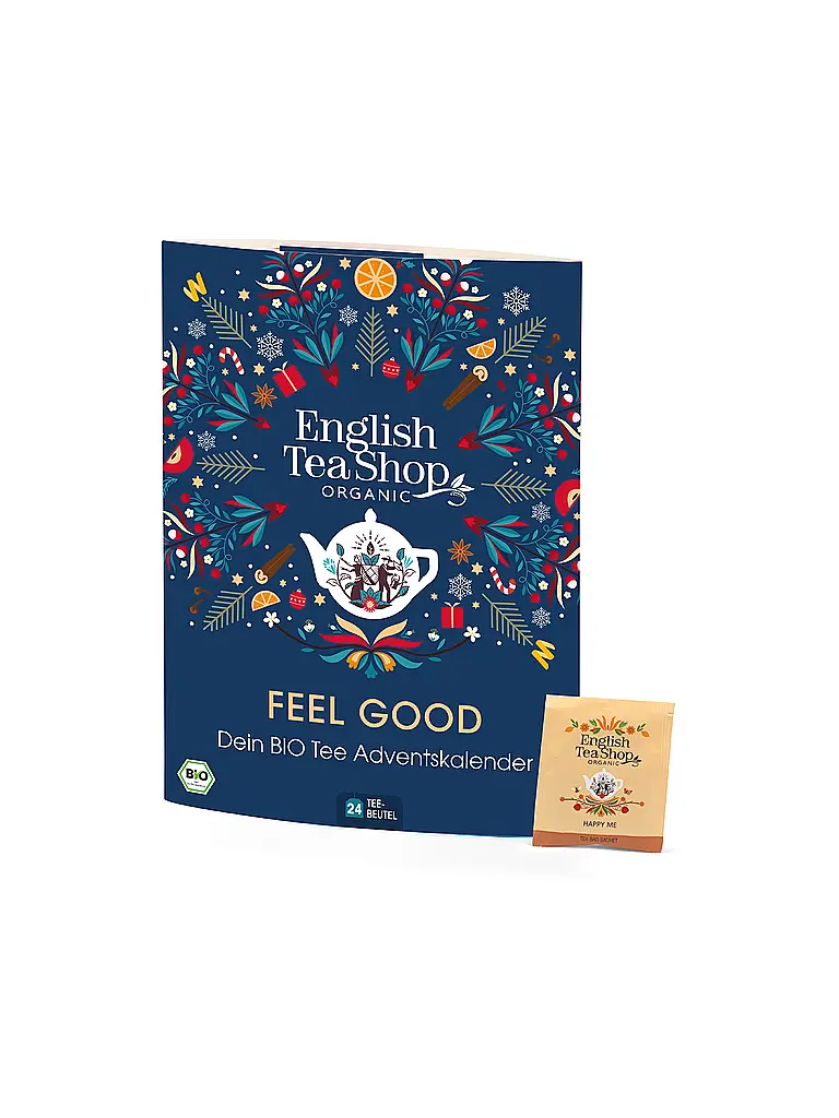 ENGLISH TEA SHOP | Calendrier de l'Avent de thés 24 sachets Feel Good Vert foncé | Bleu foncé